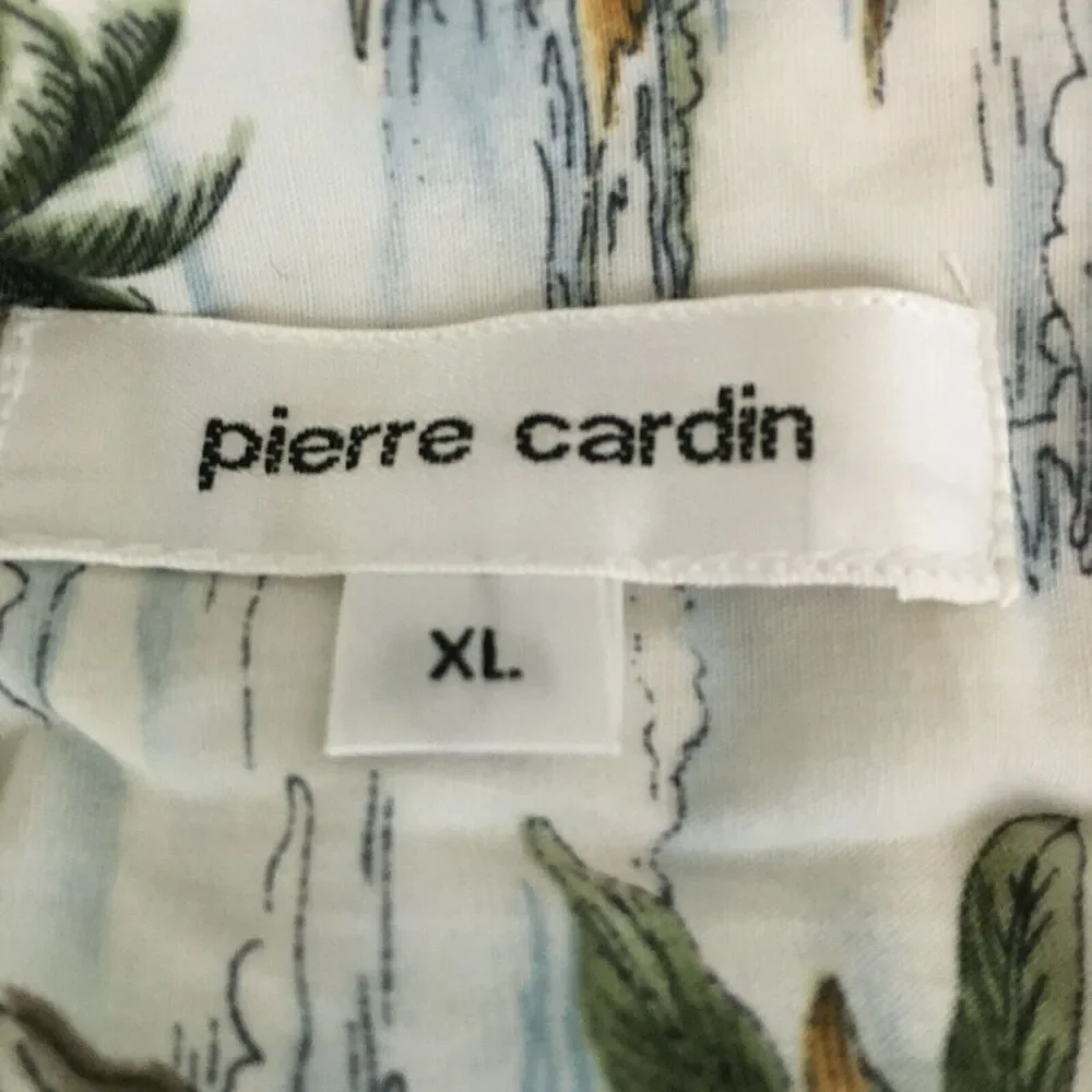 Pierre Cardin Shirt Mens Sz XL Beige Tropical Cotton Short Sleeve Button Up - Picture 6 of 9
